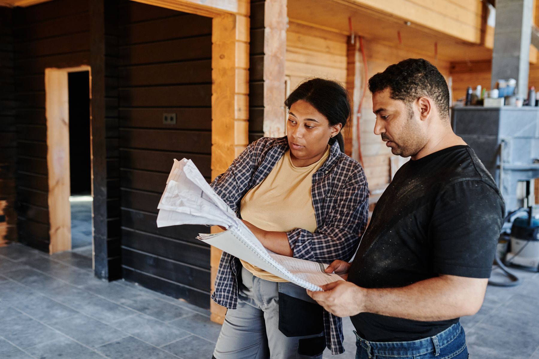 Building professionals reviewing a residential project plan